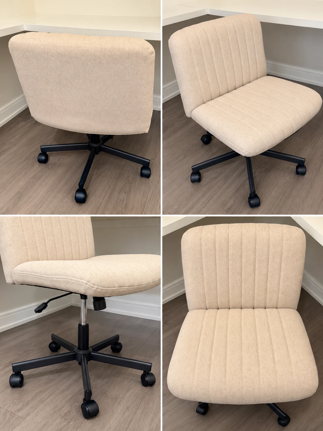 Beige Upholstered Office Desk Chair