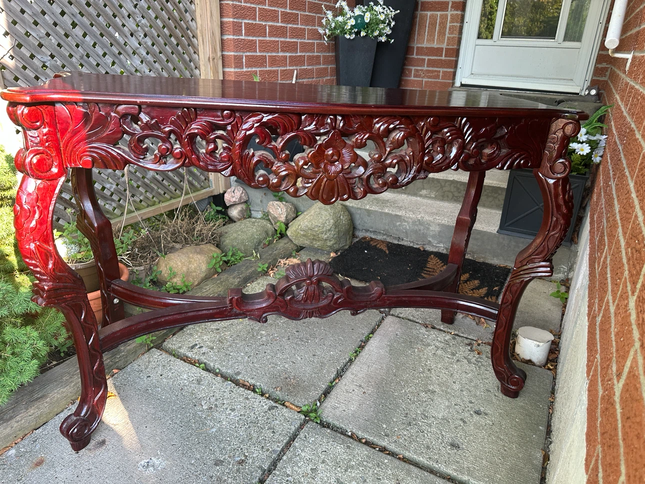 Vintage Carved Wood Console Table - photo 2