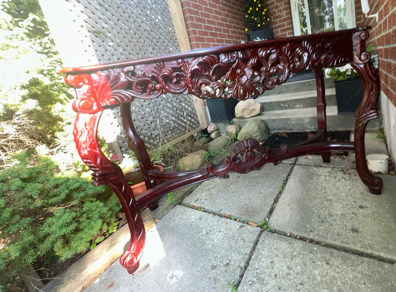 Vintage Carved Wood Console Table - photo 3
