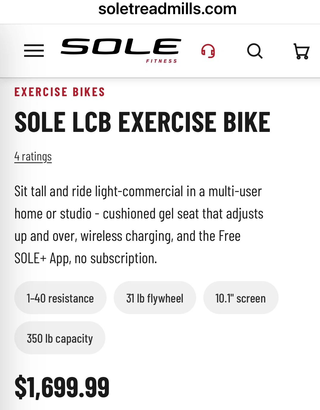 SOLE LCB Exercise Bike - photo 5