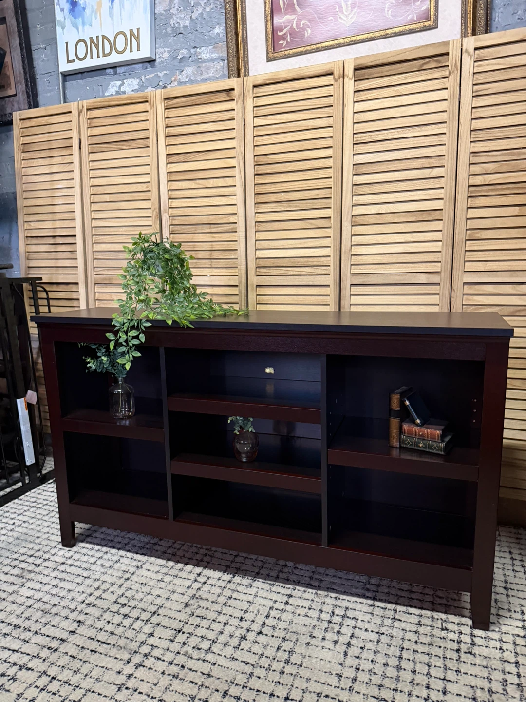 Dark Brown Wooden Console Table - photo 2