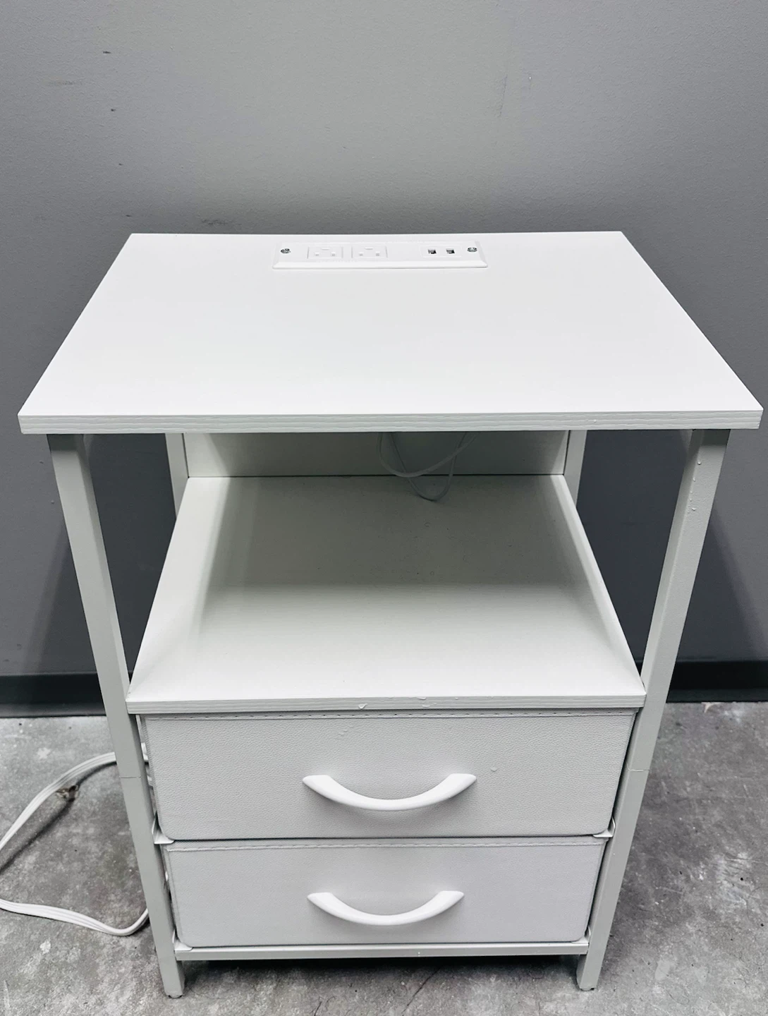 White Nightstand with Charging Station - photo 3
