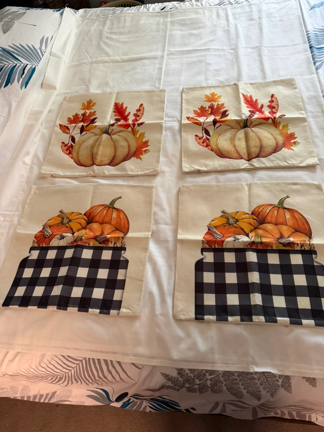 Set of 4 Fall Pumpkin Pillow Covers