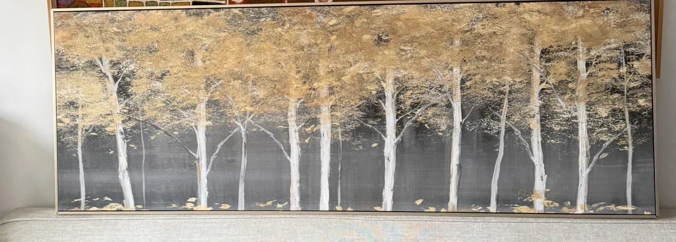 Large Gold and Grey Forest Canvas Wall Art