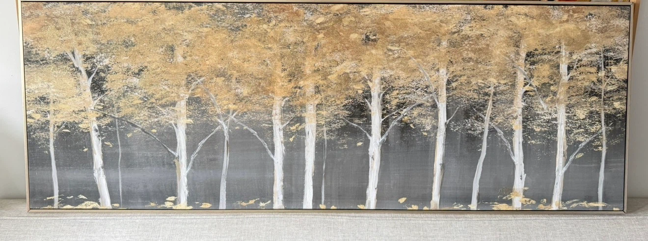 Large Gold and Grey Forest Canvas Wall Art - photo 2