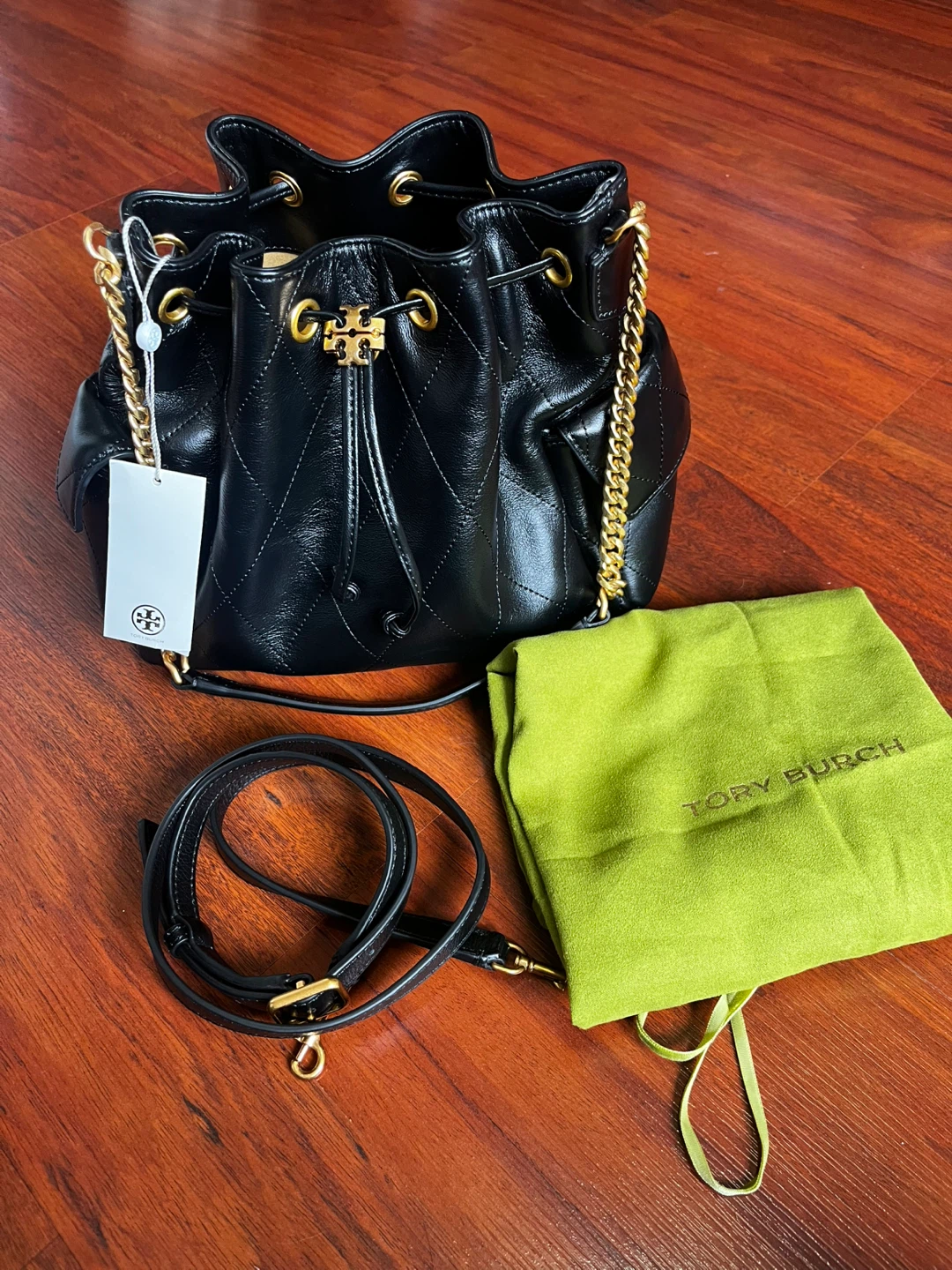 Tory Burch Charlie Quilted Drawstring Shoulder Bag
