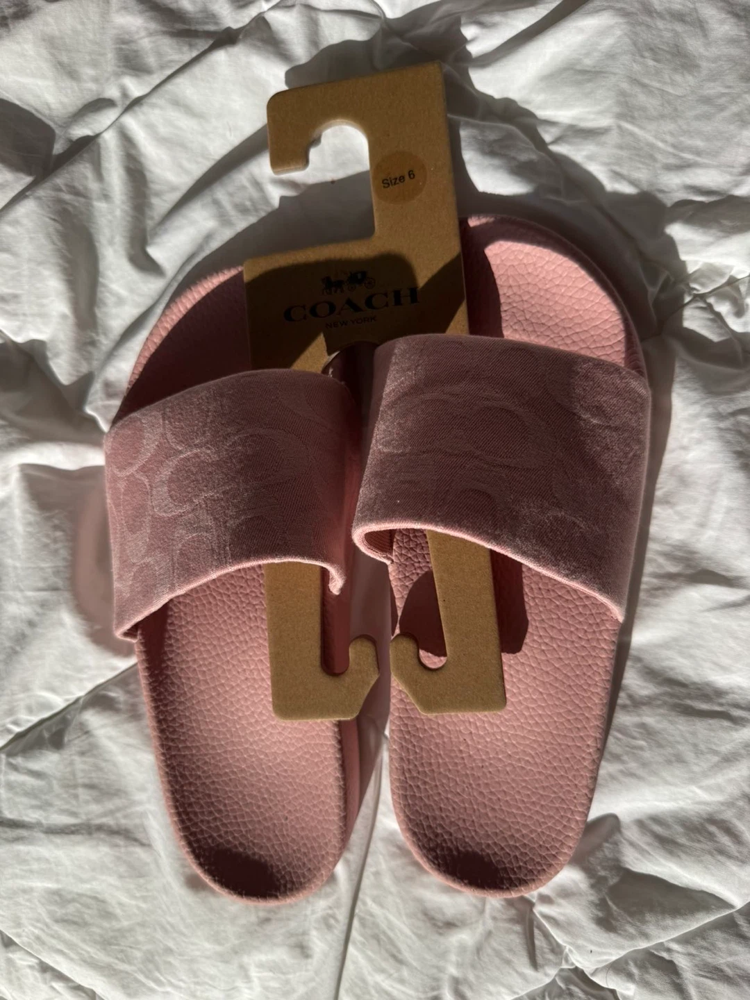Coach Pink Signature Slides