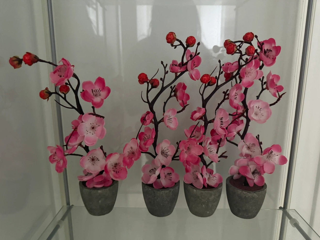 Set of 4 Artificial Cherry Blossom Potted Plants