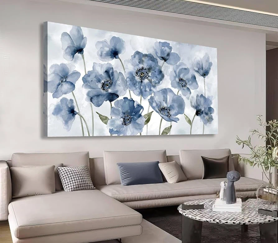 New Retro Floral Wall Art, Canvas Picture, 147 x 73.5 cm