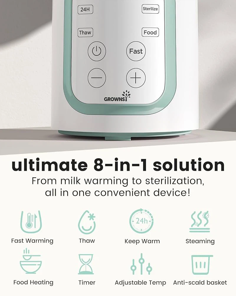 New Grownsy 8-in-1 OG Fast Bottle Warmer with Timer, Green - photo 3