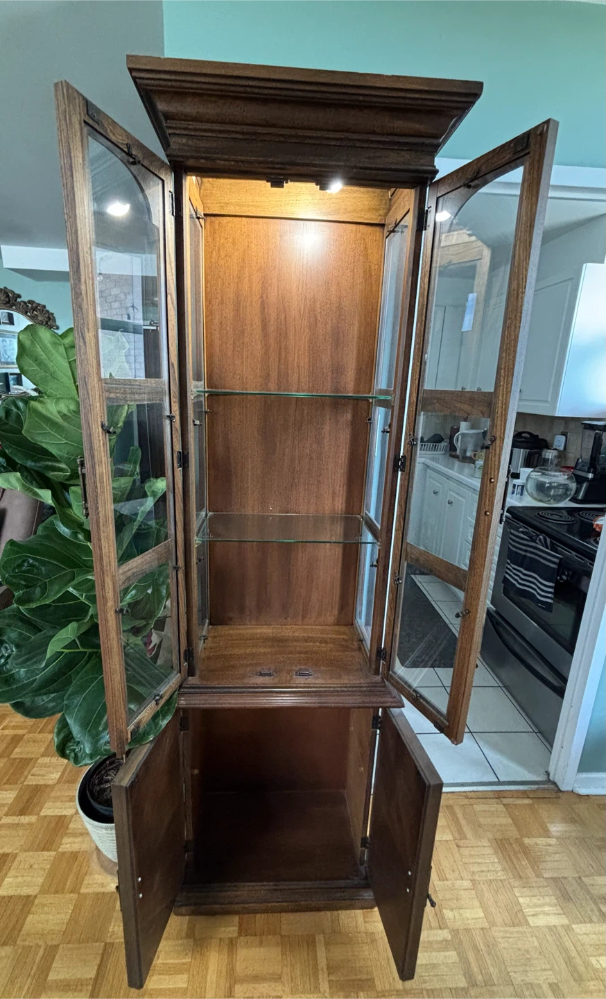 Traditional Wood Display Cabinet with Lighting - photo 2