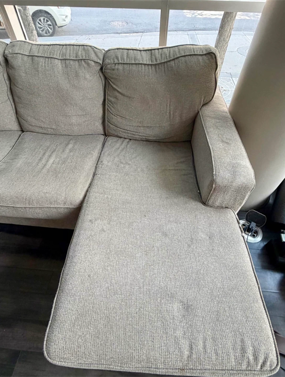 Reversible Light Grey Sectional Sofa with Chaise - photo 3