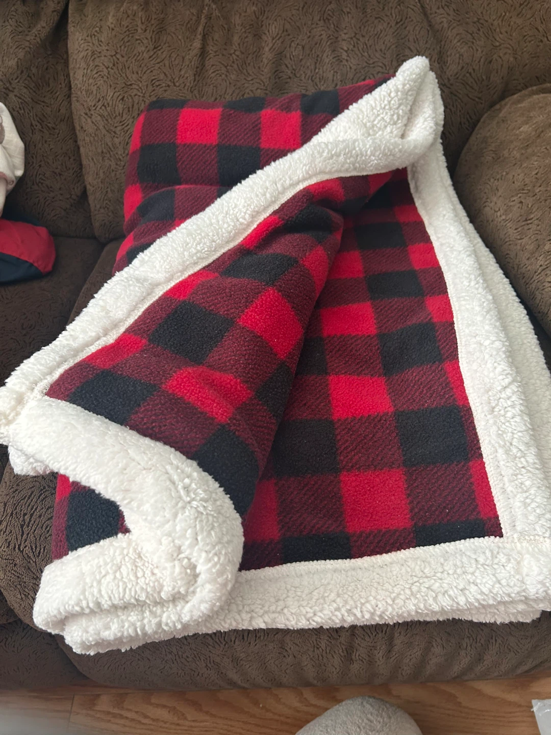 New Home Decor Red Plaid Sherpa Blanket