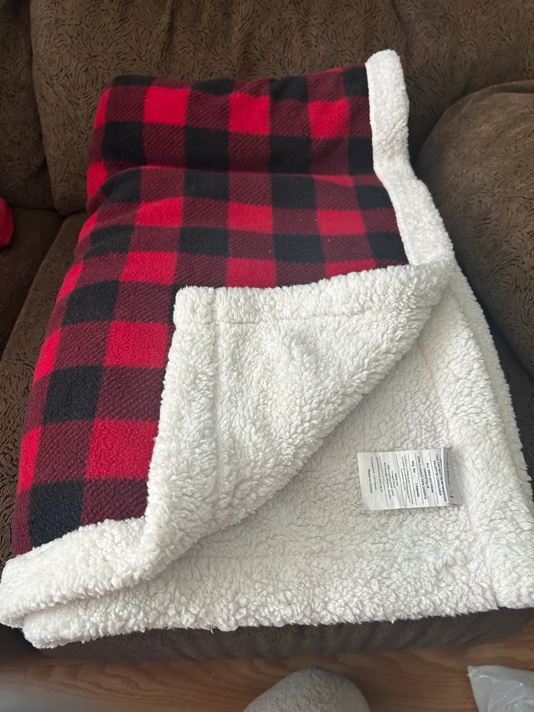 New Home Decor Red Plaid Sherpa Blanket - photo 2
