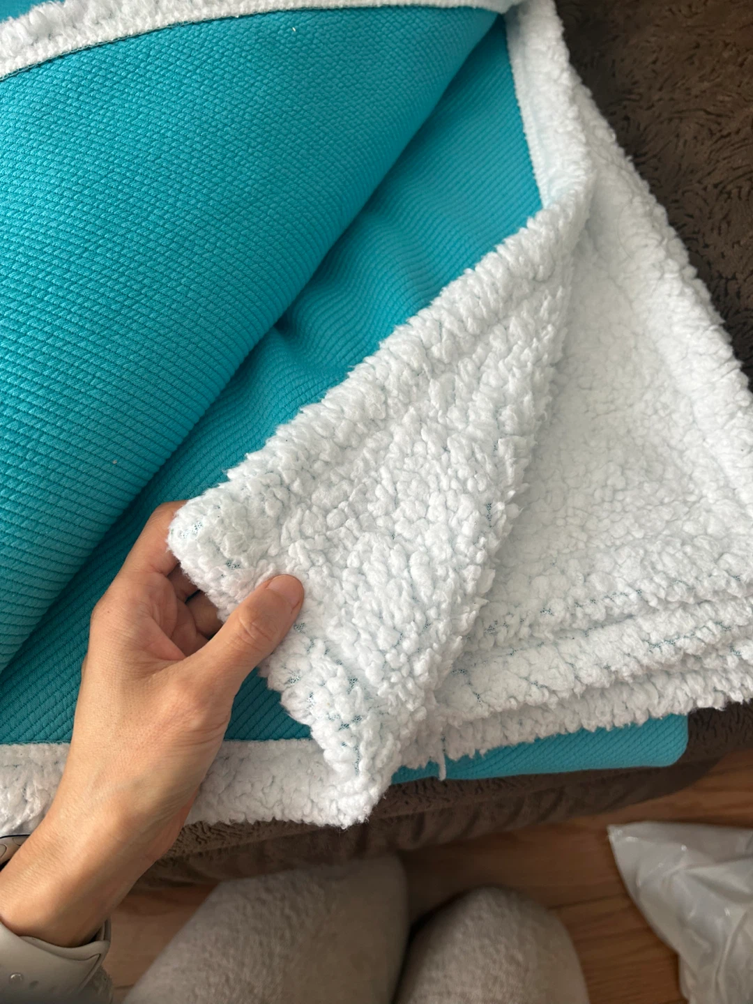 New Decanovo Turquoise Sherpa Throw Blanket
