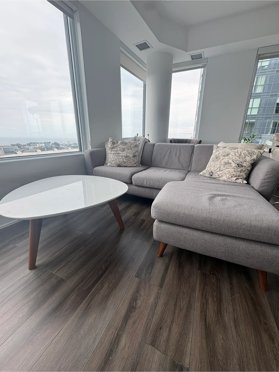 Structube grey sectional couch and coffee table - photo 2