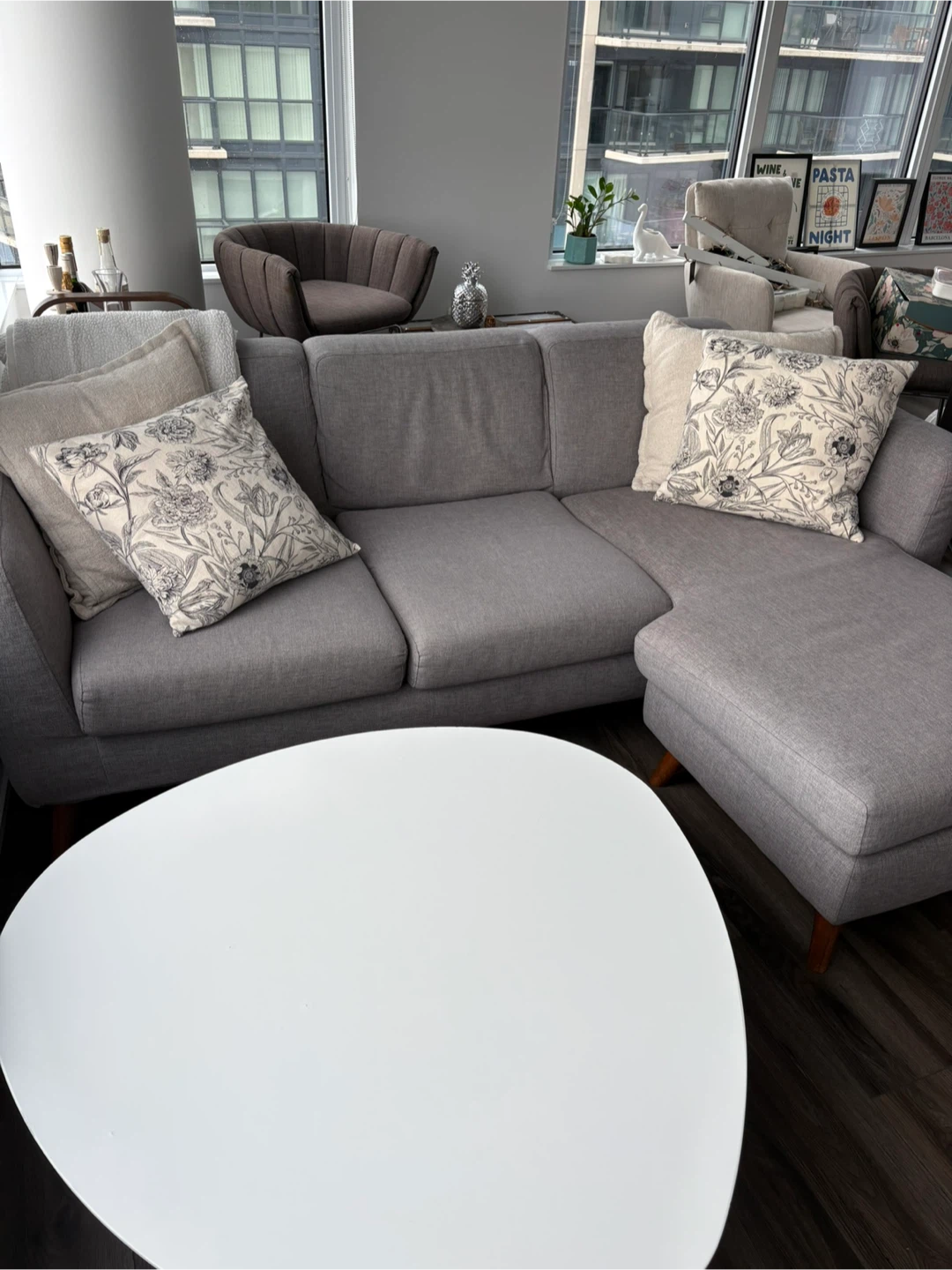 Structube grey sectional couch and coffee table - photo 3