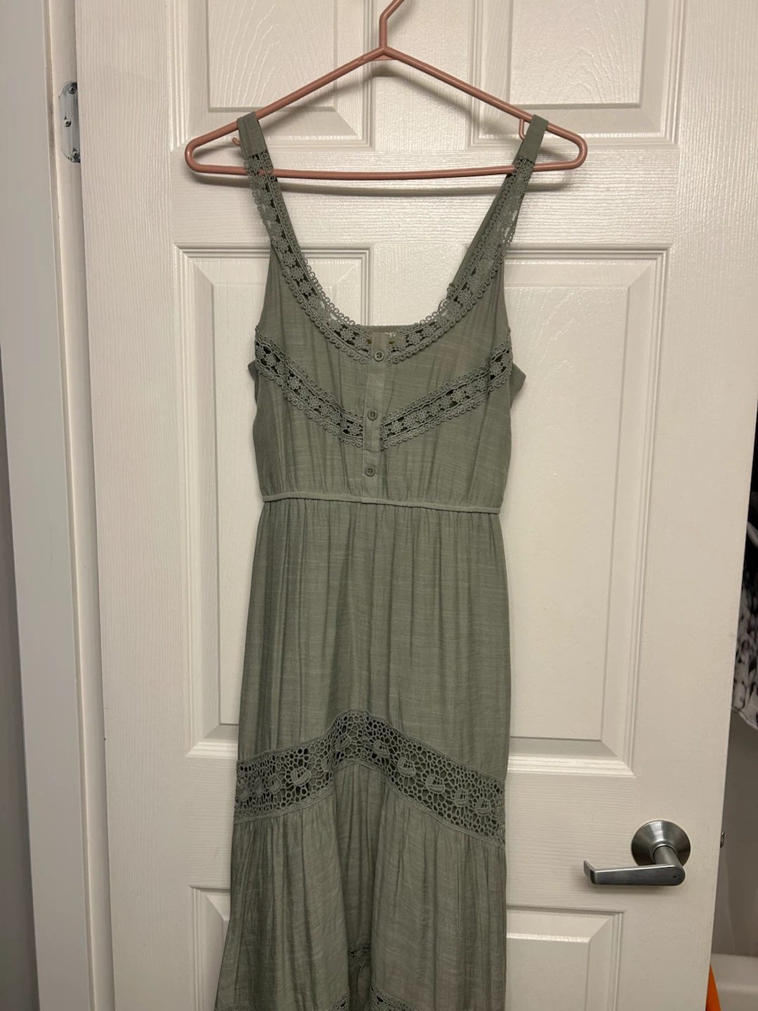 Sage Green Lace Detail Maxi Dress