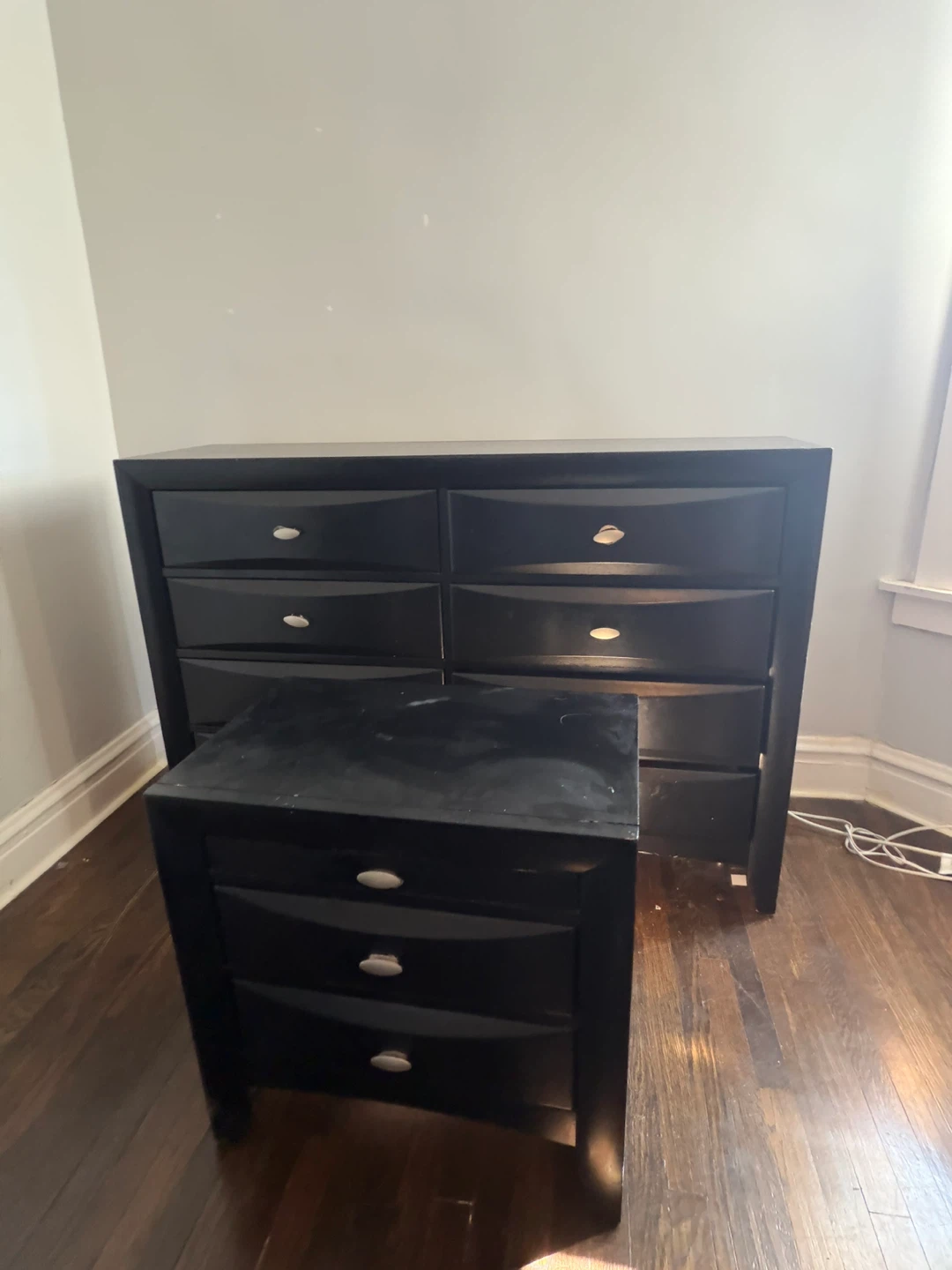 Black Dresser and Matching Nightstand Set - photo 5