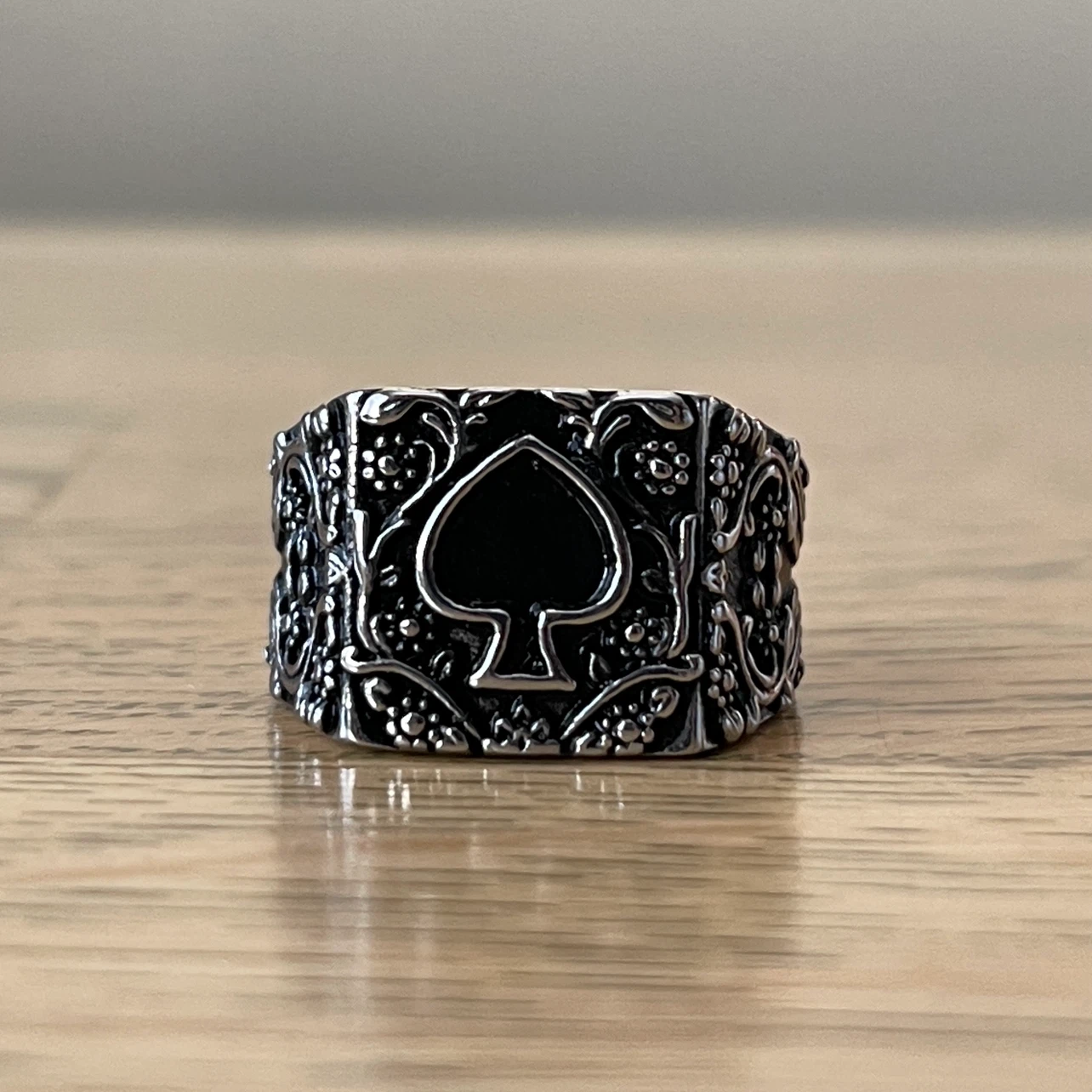 Ace of Spades stainless steel Signet Ring (size 9) - photo 2