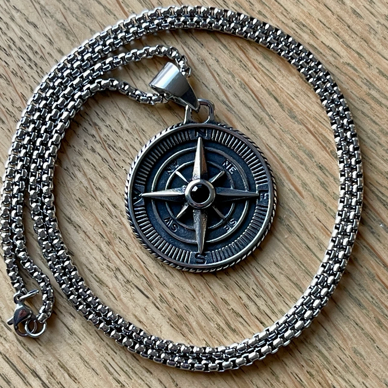 Nautical Compass Rose Stainless Steel Necklace - photo 3
