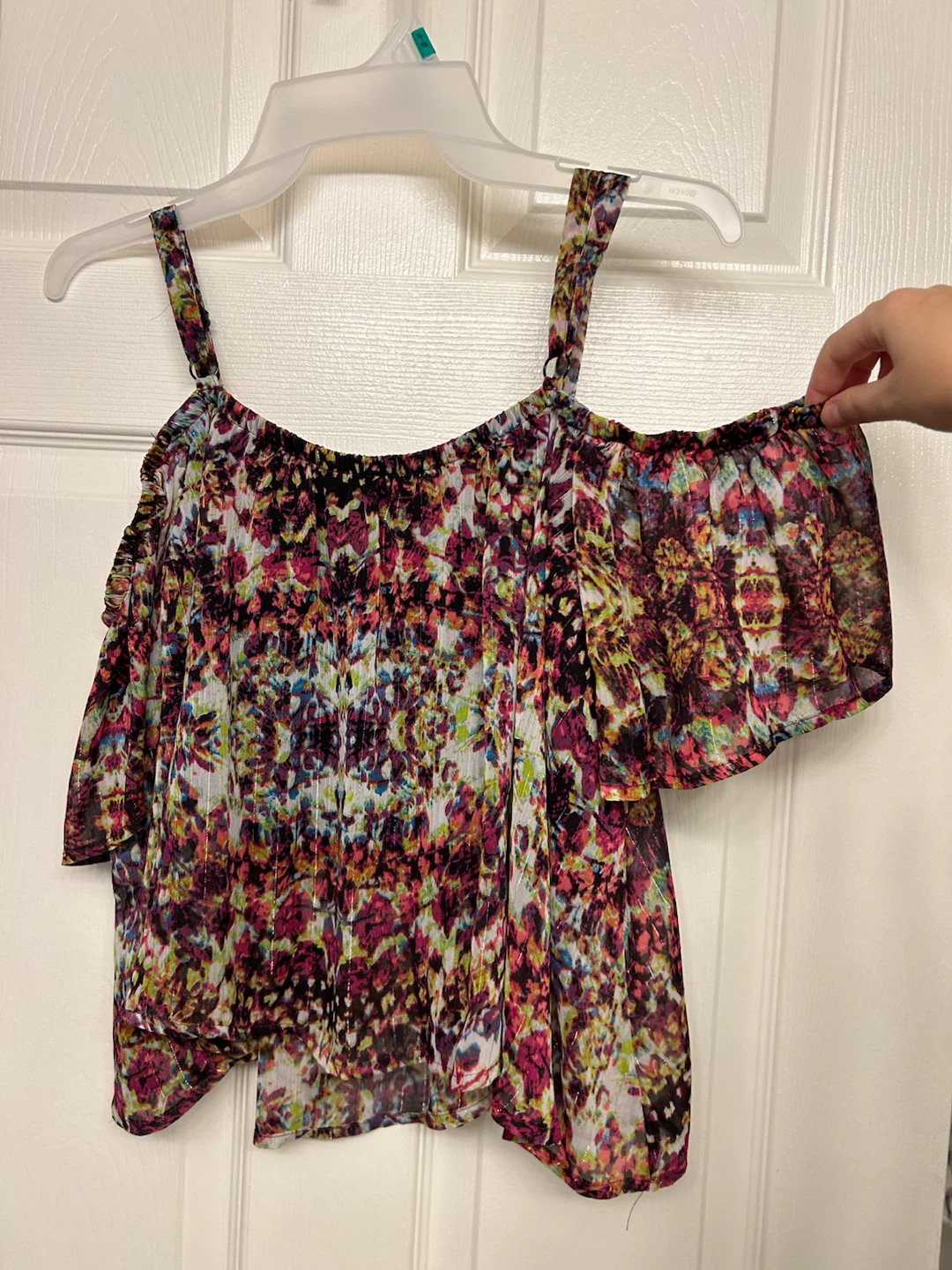 Multi-coloured cold shoulder blouse - photo 2