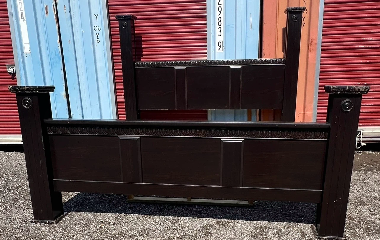 Dark wood King size bed frame *Can Deliver*