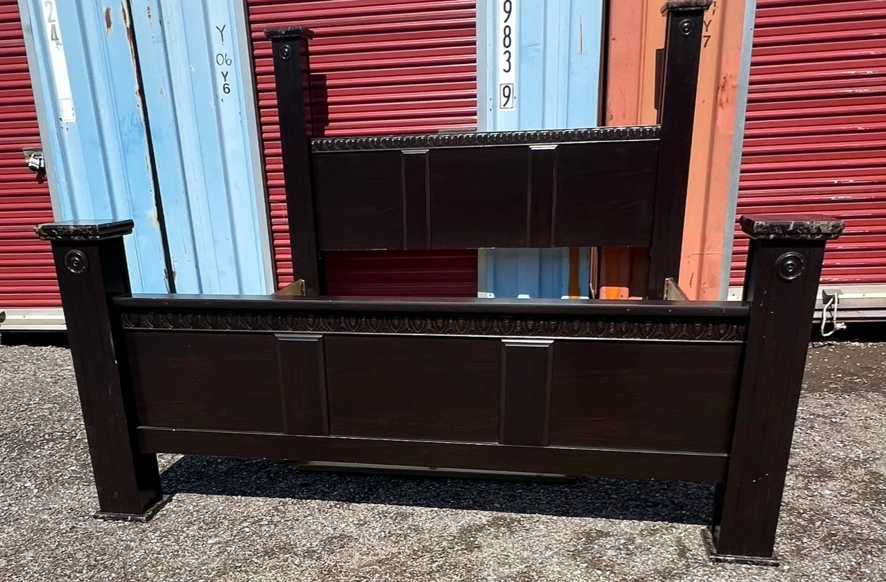 Dark wood King size bed frame *Can Deliver* - photo 2
