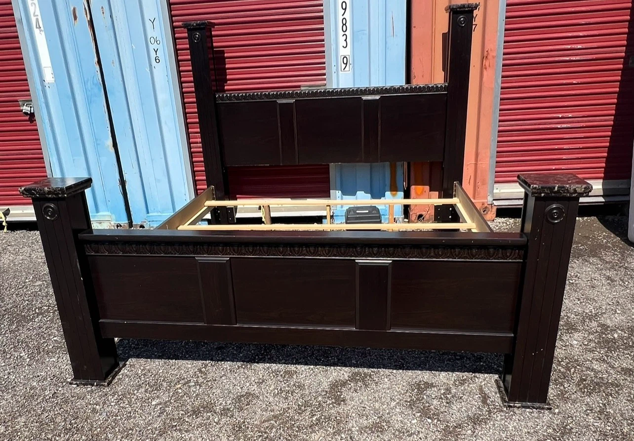 Dark wood King size bed frame *Can Deliver* - photo 3