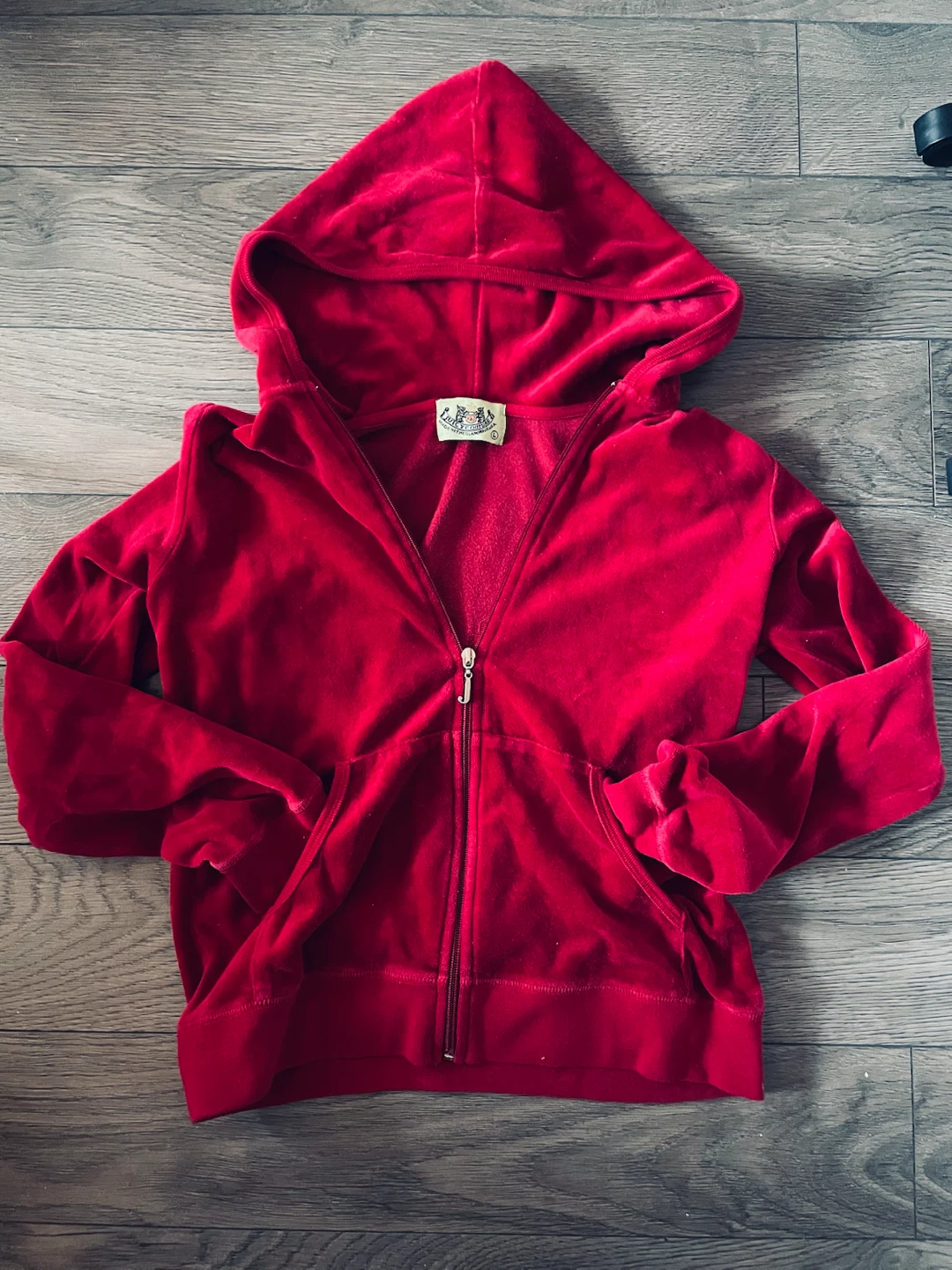Vintage Y2K Juicy Couture Cherry Red Velour Hoodie