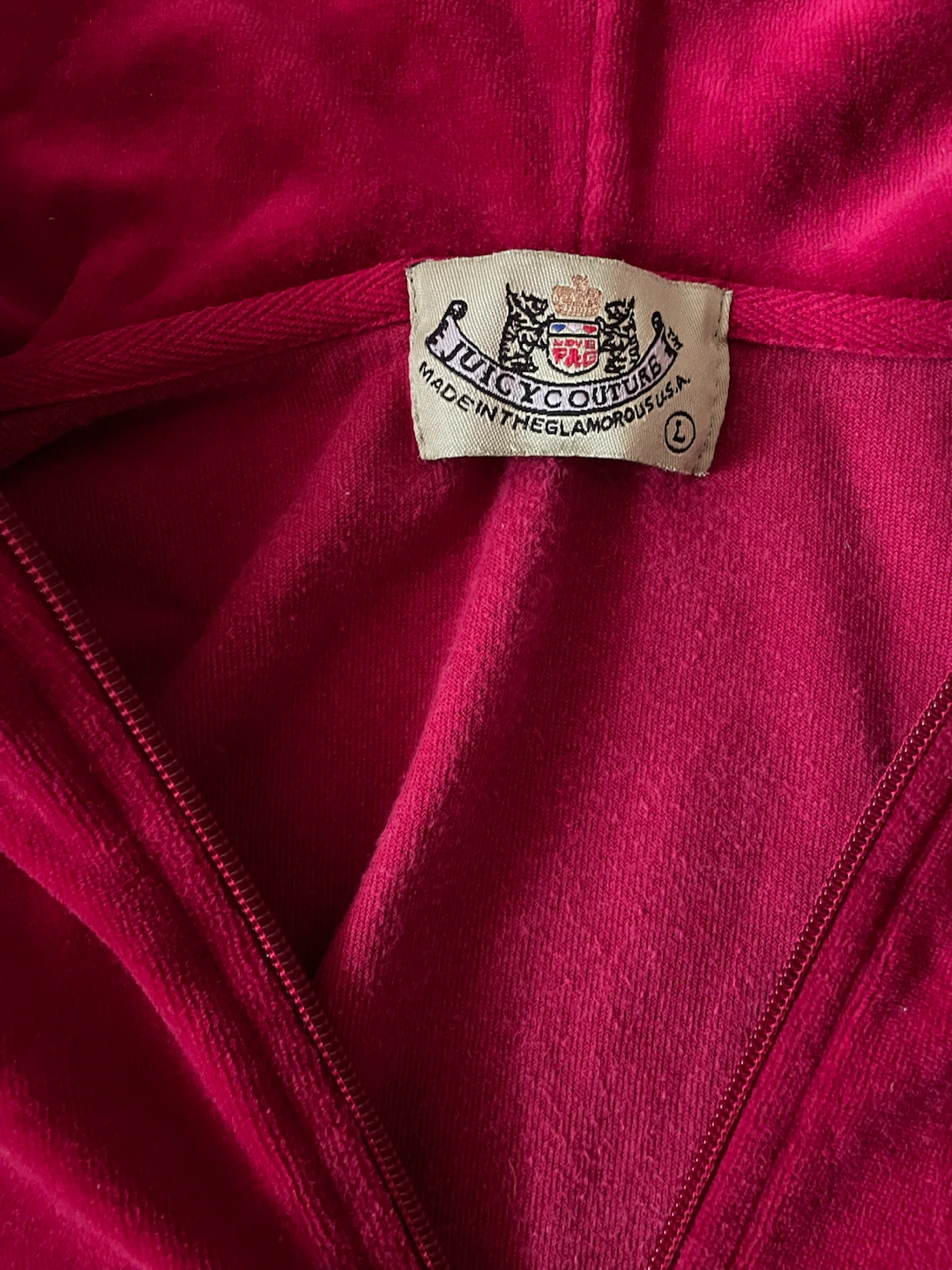 Vintage Y2K Juicy Couture Cherry Red Velour Hoodie - photo 2