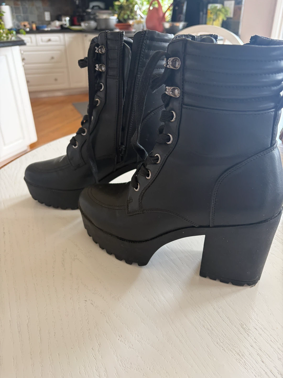 Black Lace-Up Platform Boots - photo 3