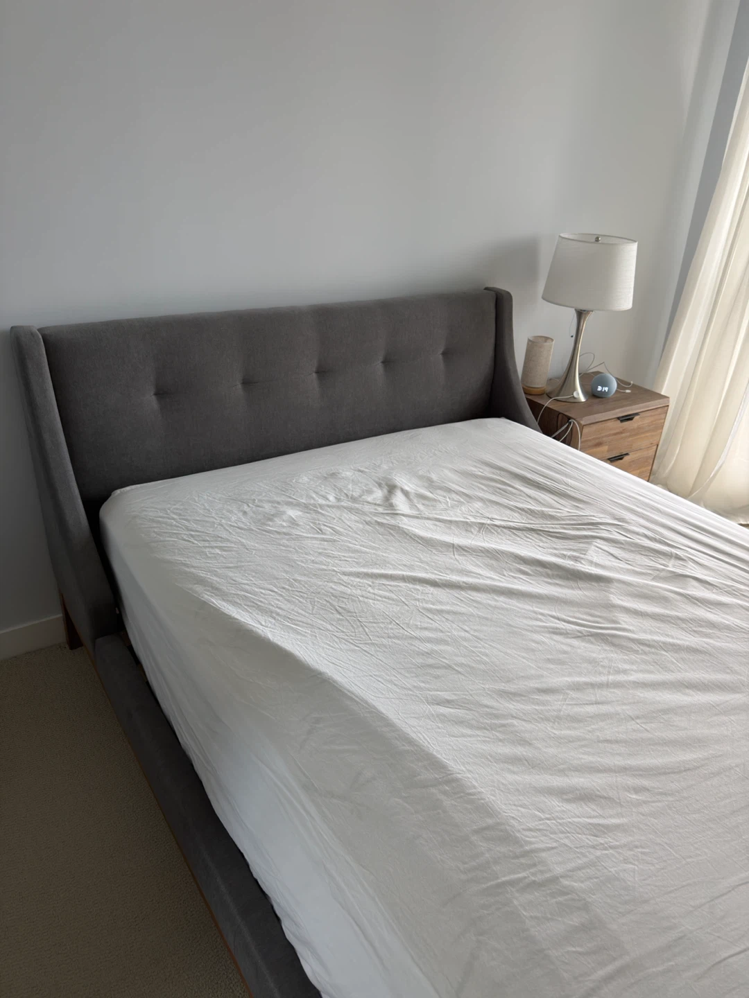 Dark Grey Upholstered Queen Bed Frame