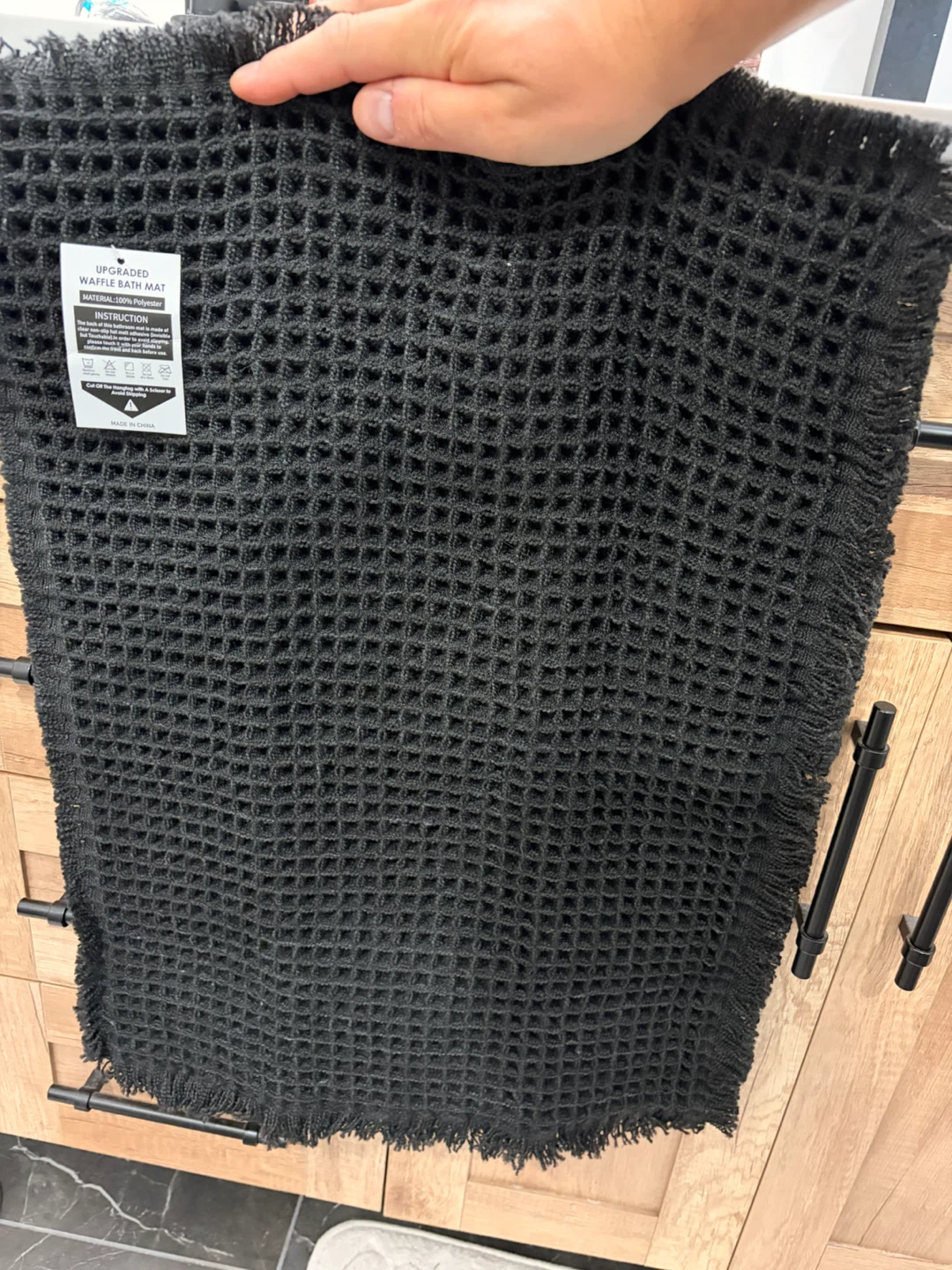 Black Waffle Bath Mat