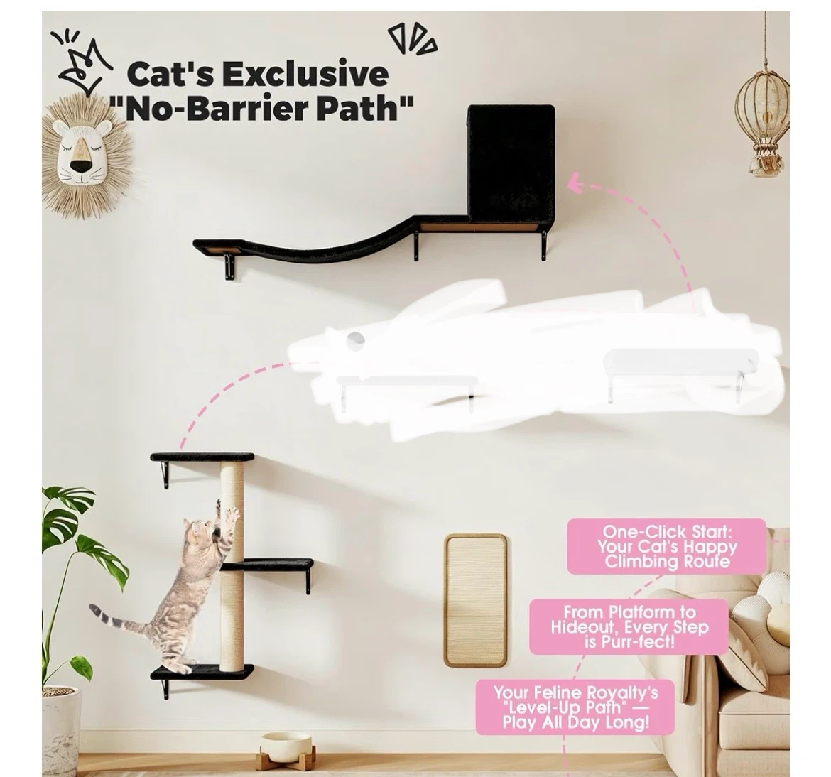 Wall-Mounted Cat Climbing Shelves