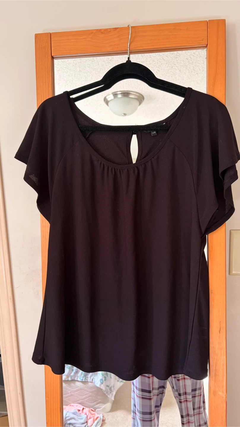 Black flutter sleeve blouse