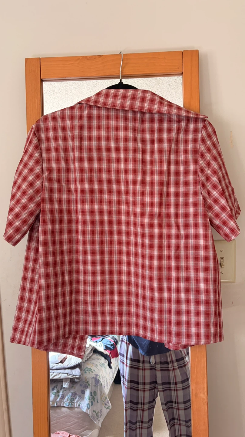 Red plaid button-up shirt - photo 2