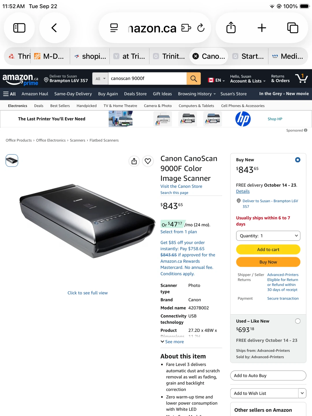 Canon CanoScan 9000F Color Image Scanner