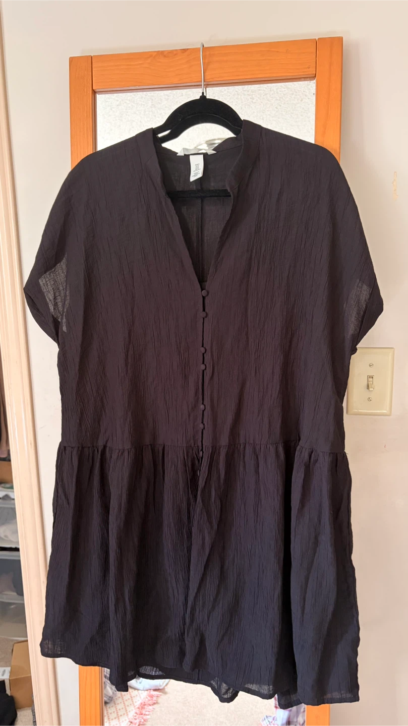 H&M Black Button-Front Dress