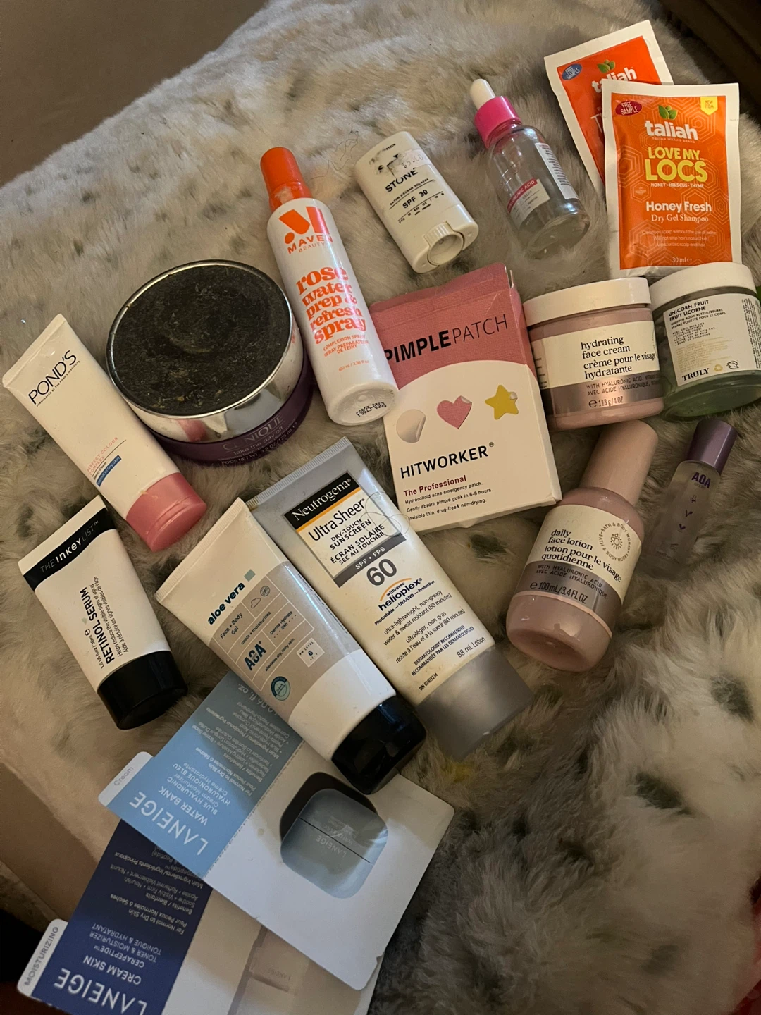 Assorted skincare items