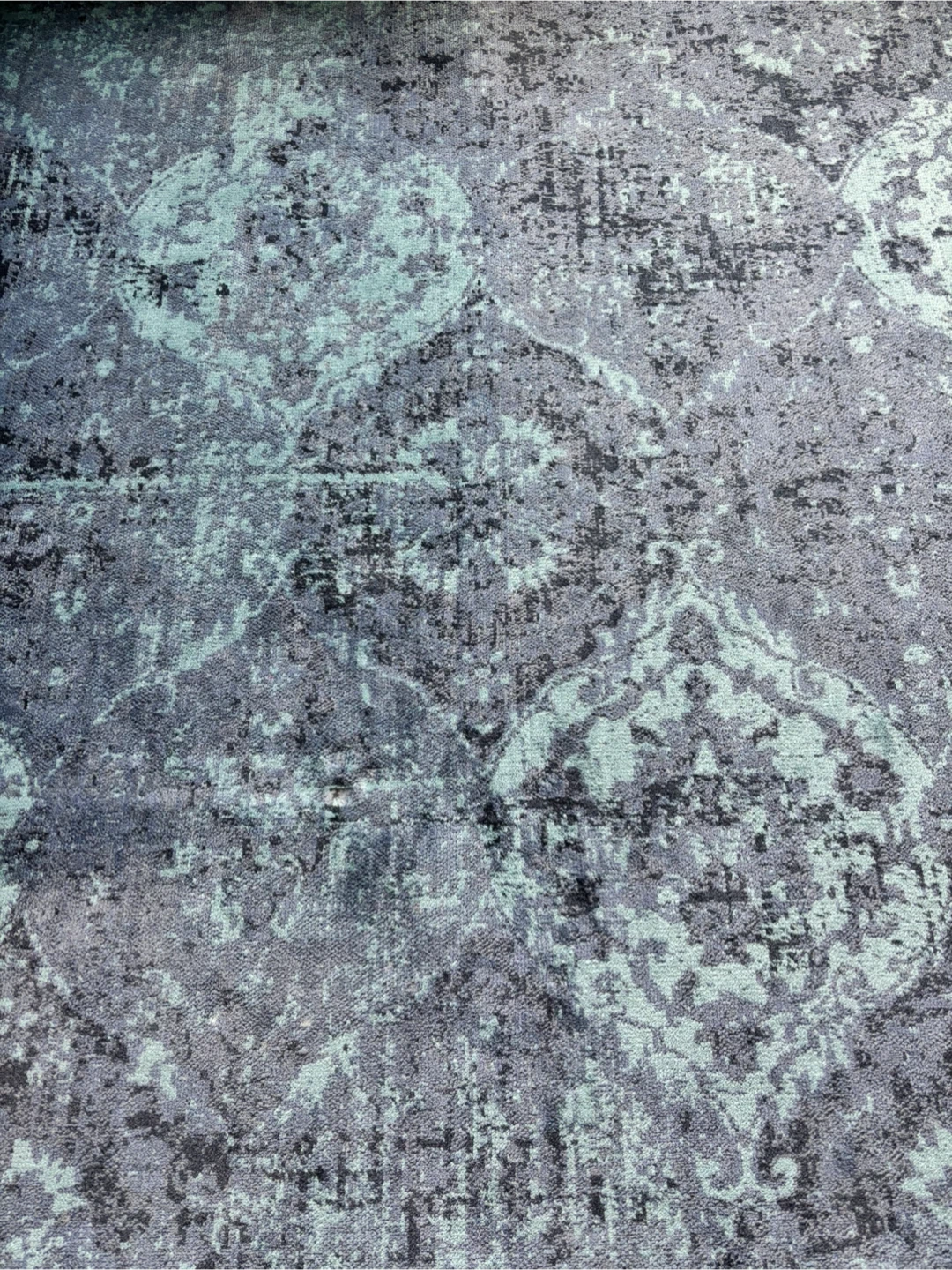 Large Blue and Teal Distressed Area Rug - photo 2