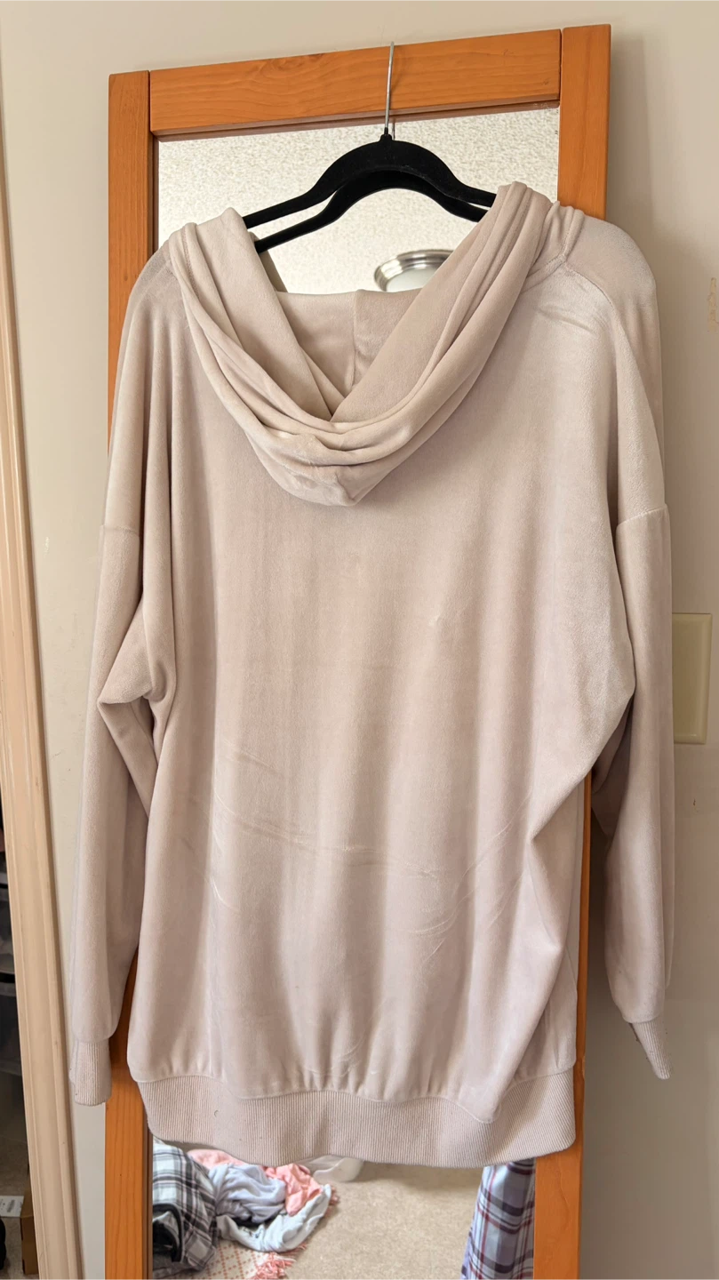 Ardene Beige Velour Zip-Up Hoodie - photo 2