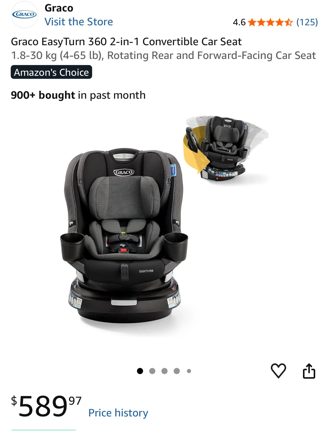 Graco EasyTurn 360 2-in-1 Convertible Car Seat