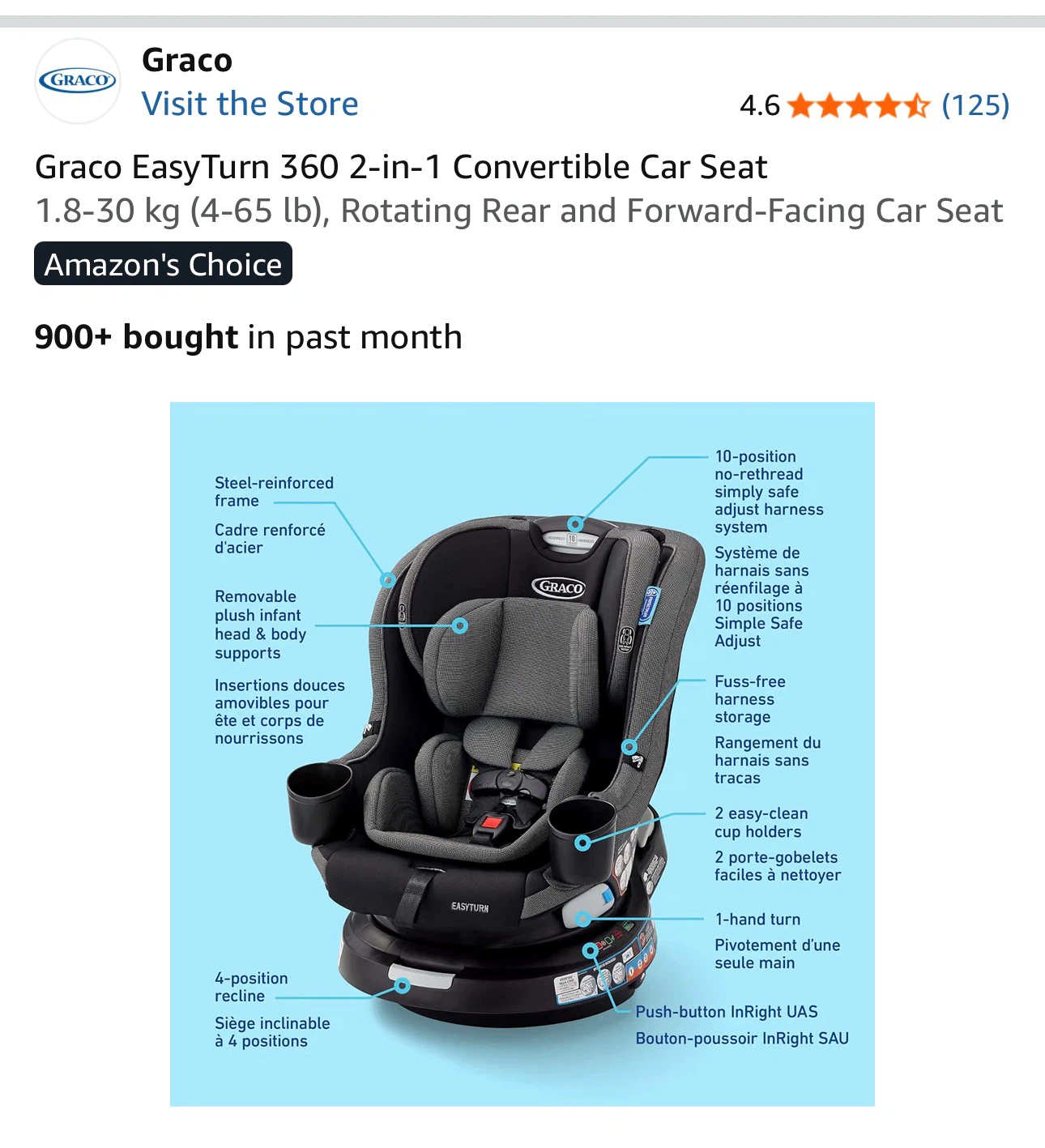 Graco EasyTurn 360 2-in-1 Convertible Car Seat - photo 3