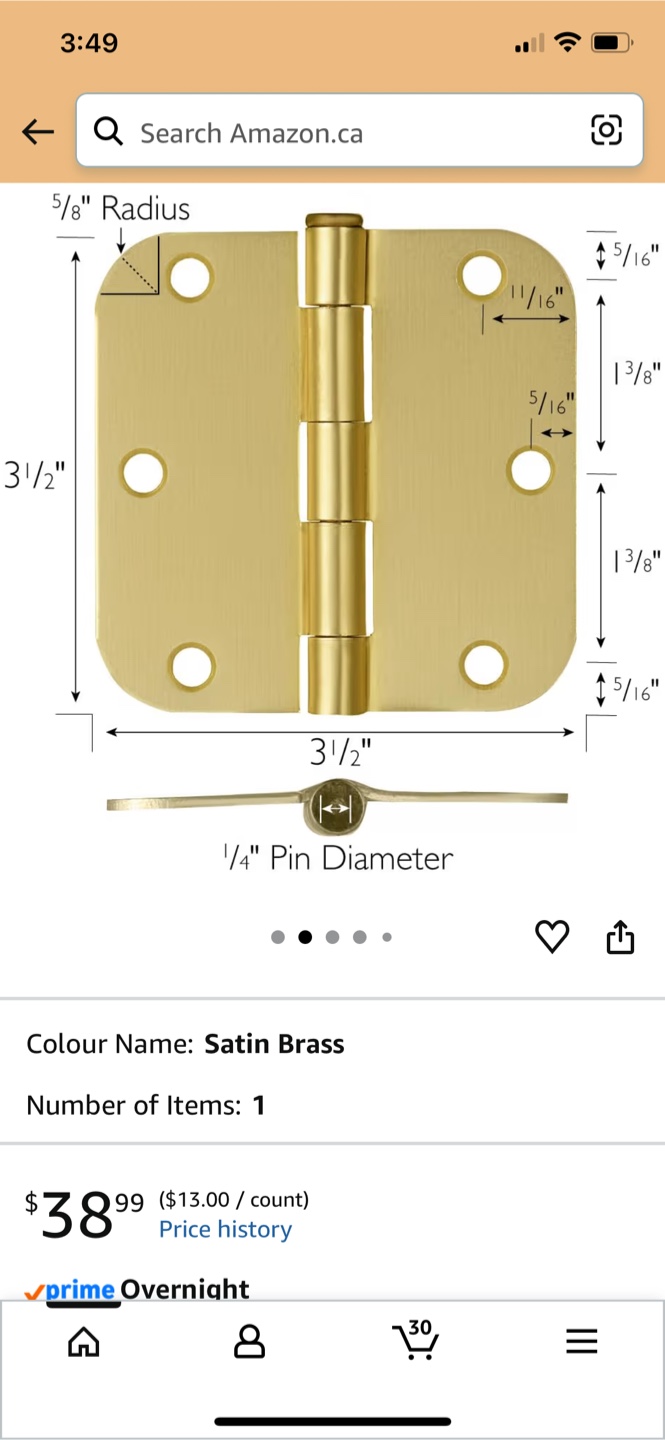 Design House 181396 Satin Brass Door Hinges 3-Pack - photo 2