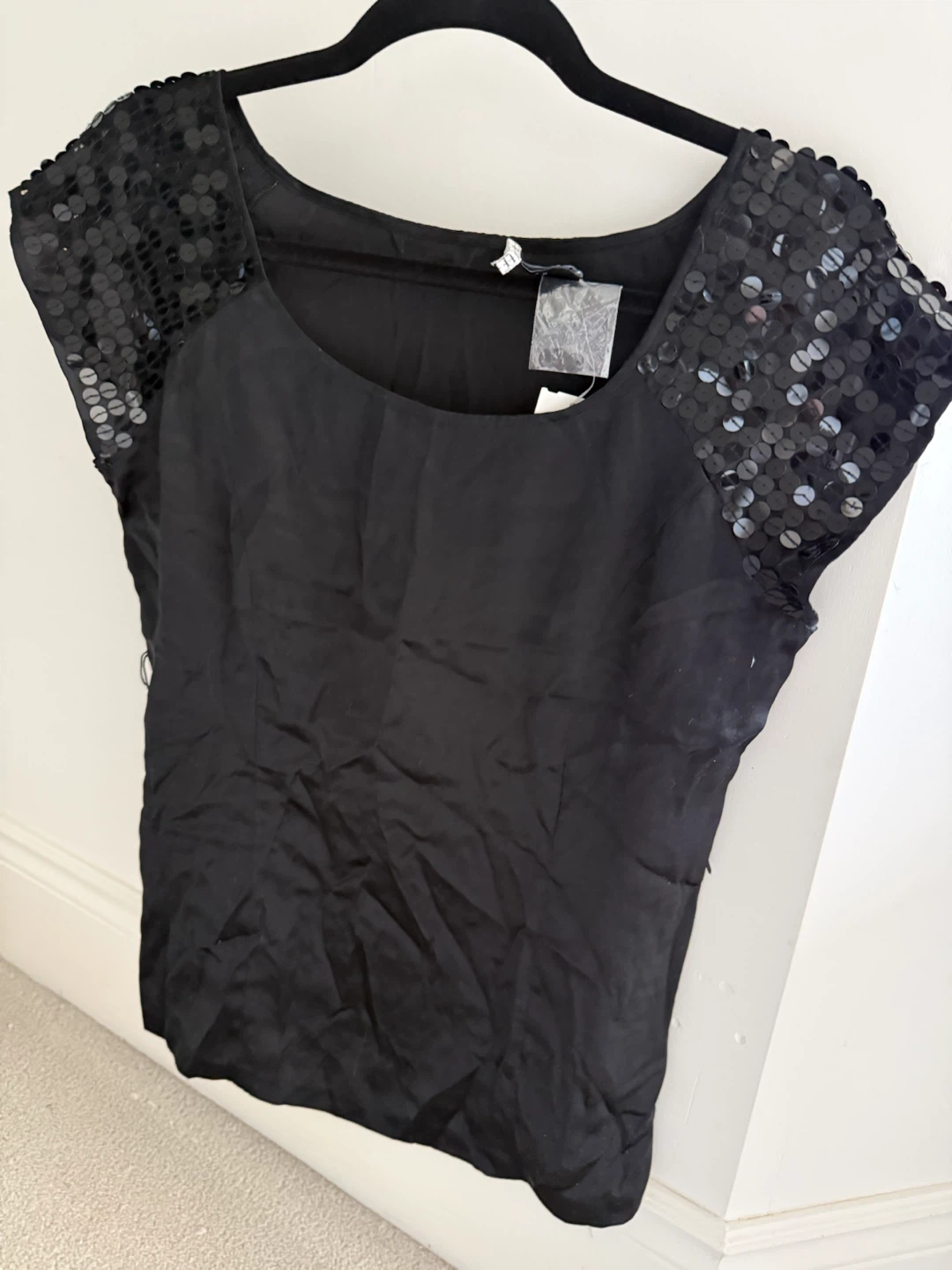 Black Blouse with Sequin Details size 10