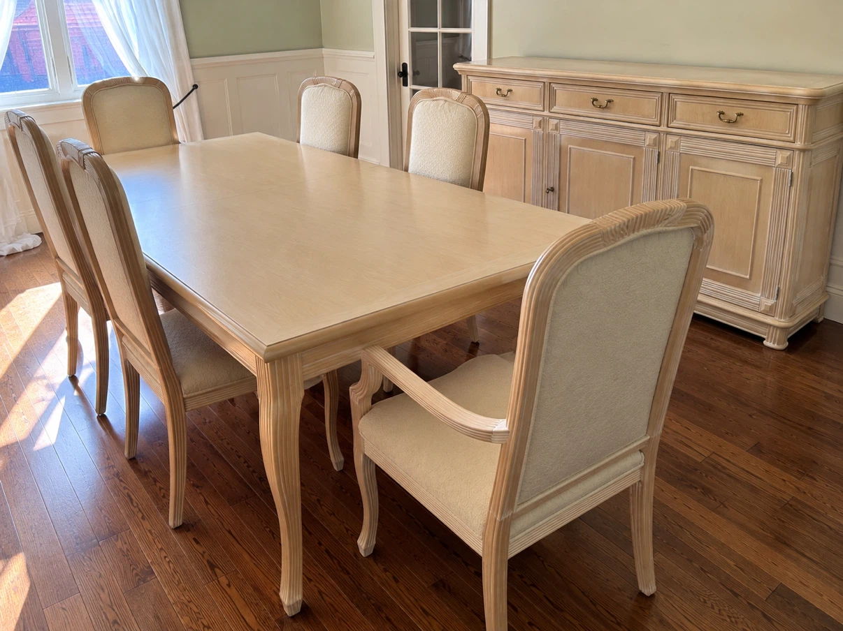 Solid Wood French Provincial Dining Set – Table, 6 Chairs & Buff - photo 3