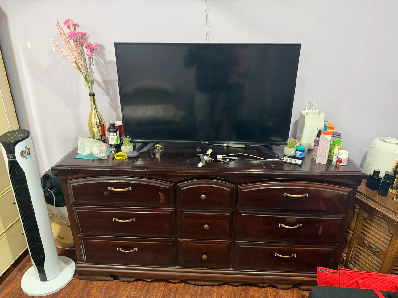 Sharp flat screen TV and the tv table