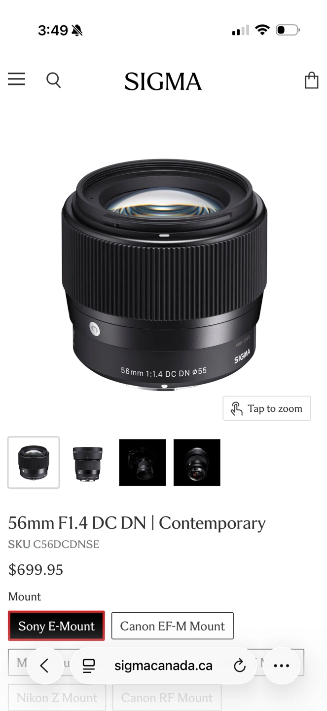 Sigma 56mm F1.4 Lens - Made in Japan - photo 4