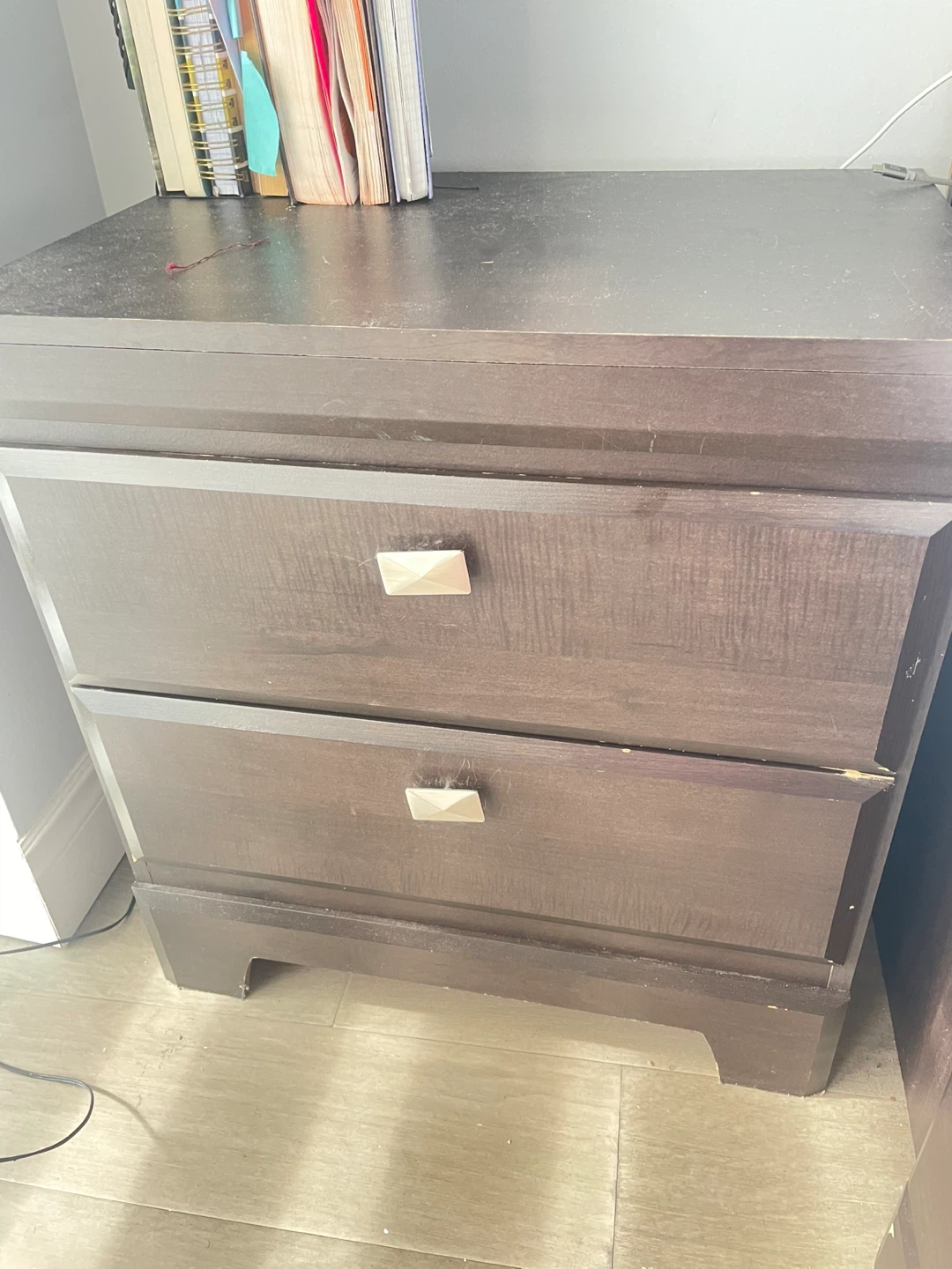 Dark Wood 2-Drawer Nightstand